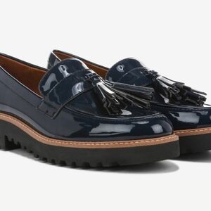 Franco sarto Navy Patent Leather Loafers with Tassels